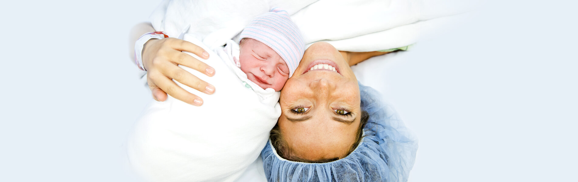 Mum and baby after caesarean section